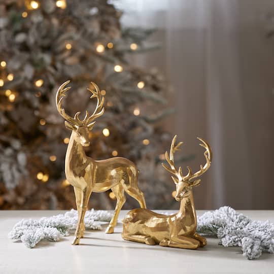 Melrose Gold Metallic Deer Figurines Set